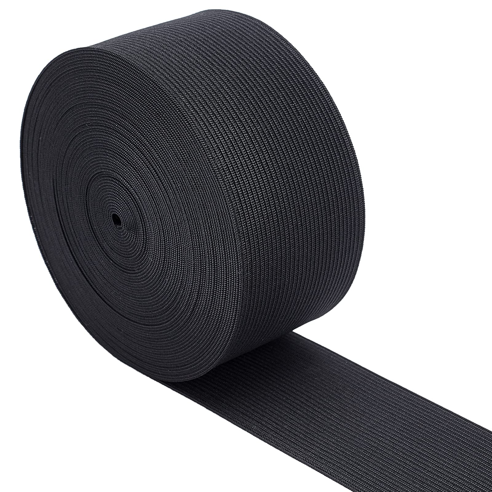 BENECREAT 2 Inch x 11 Yard Knit Elastic Band Flat Stretch Elastic Band 50mm Wide for DIY Sewing Project Waist Band Making, Black
