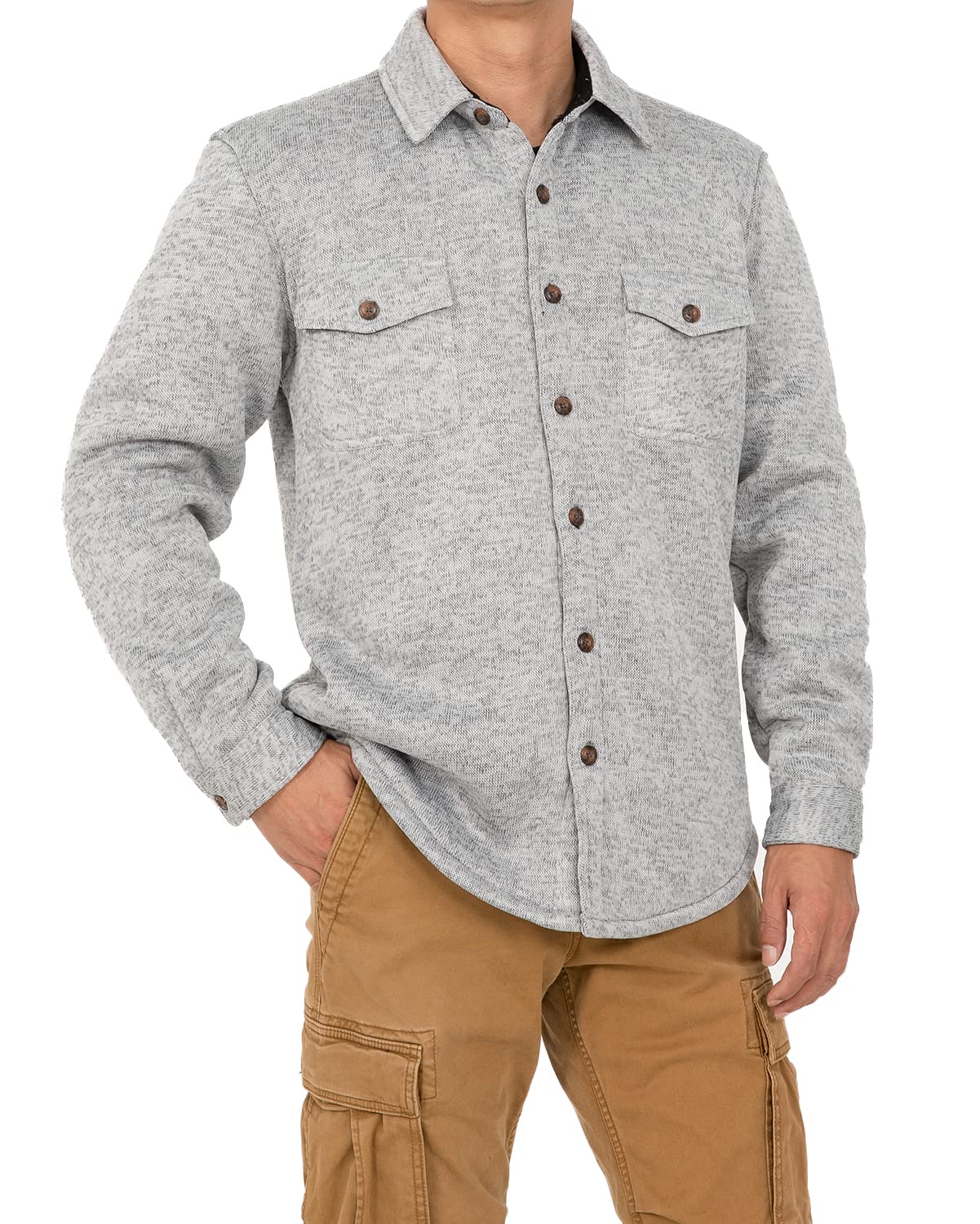 Chemise Homme Doublée Polaire Hiver - Col Revers - Manches Longues