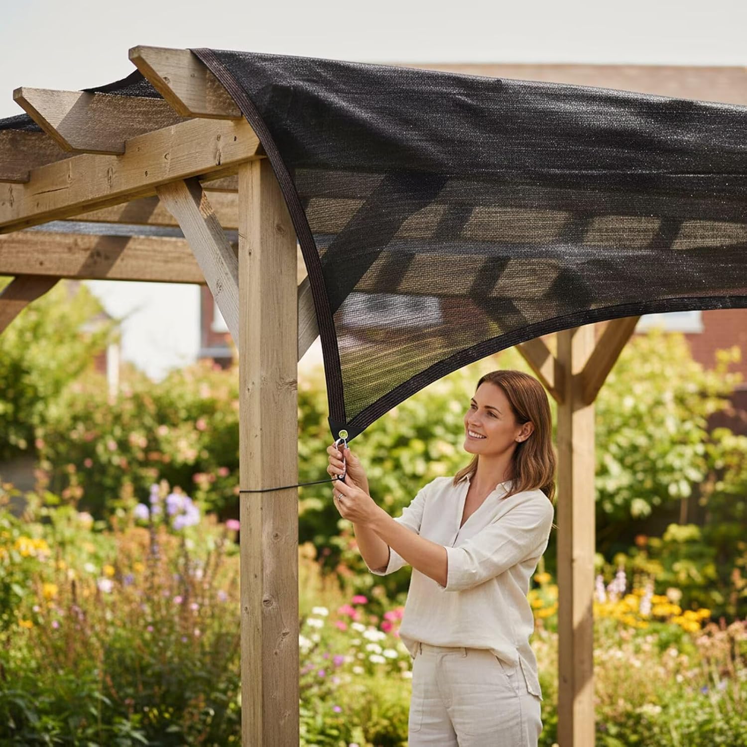 Shade Cloth - 7x11FT Garden Shade Mesh Netting with Grommets Outdoor Sun Shade Cover for Pergola Patio Plants Greenhouse Chicken Coop Black Shading Rate 90%