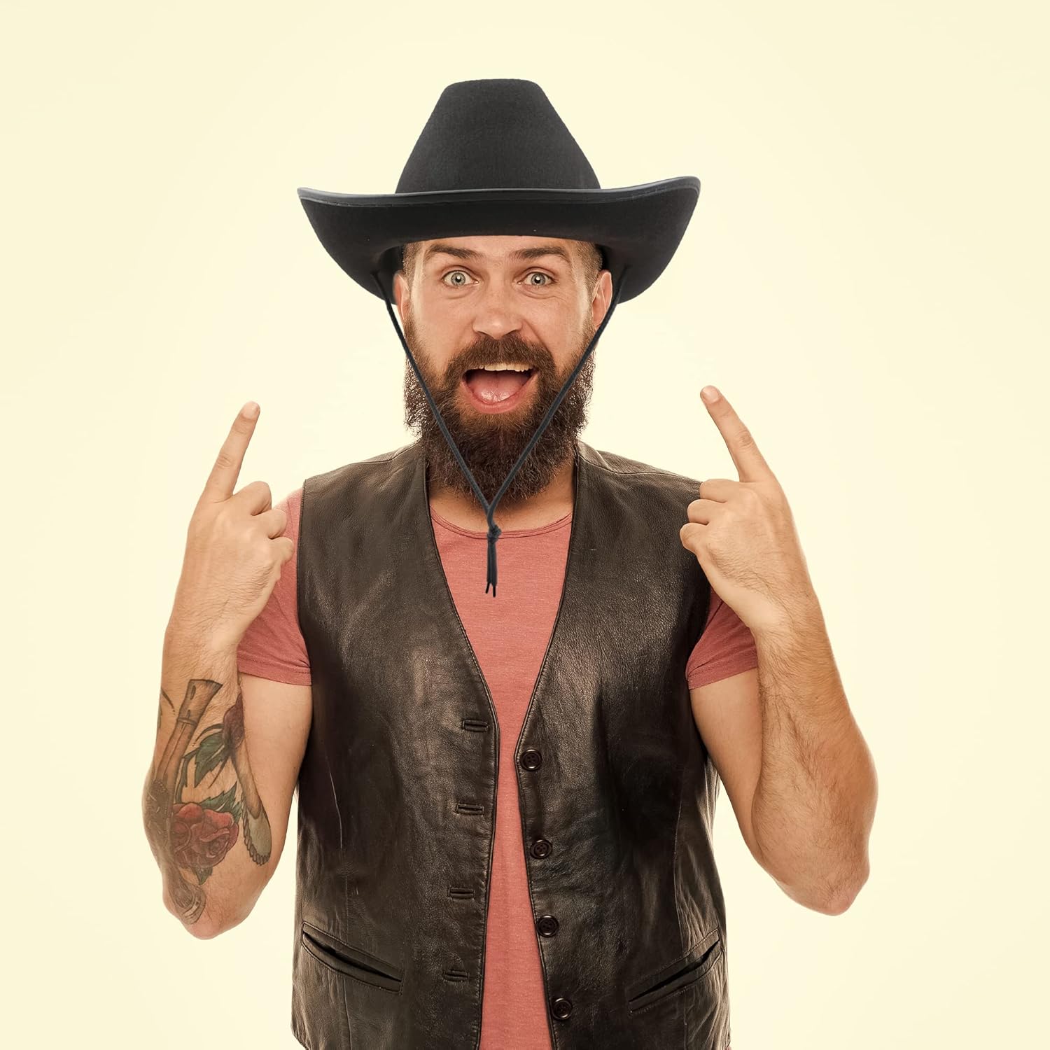 4 Pack Cowboy Hat Felt Studded Western Rodeo Texan Cowboy Cowgirl Hat for Adult - Image 6