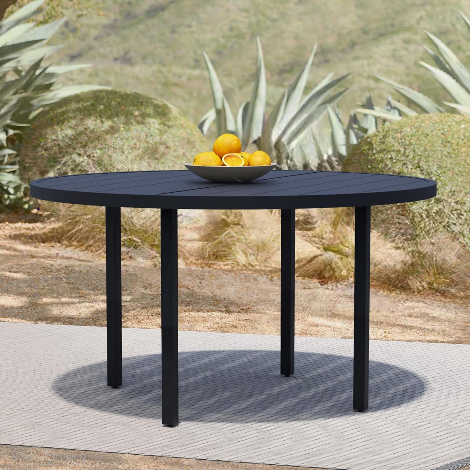 Amazon.com: Puntogen 60" Round Patio Dining Table for 8, All Weather ...