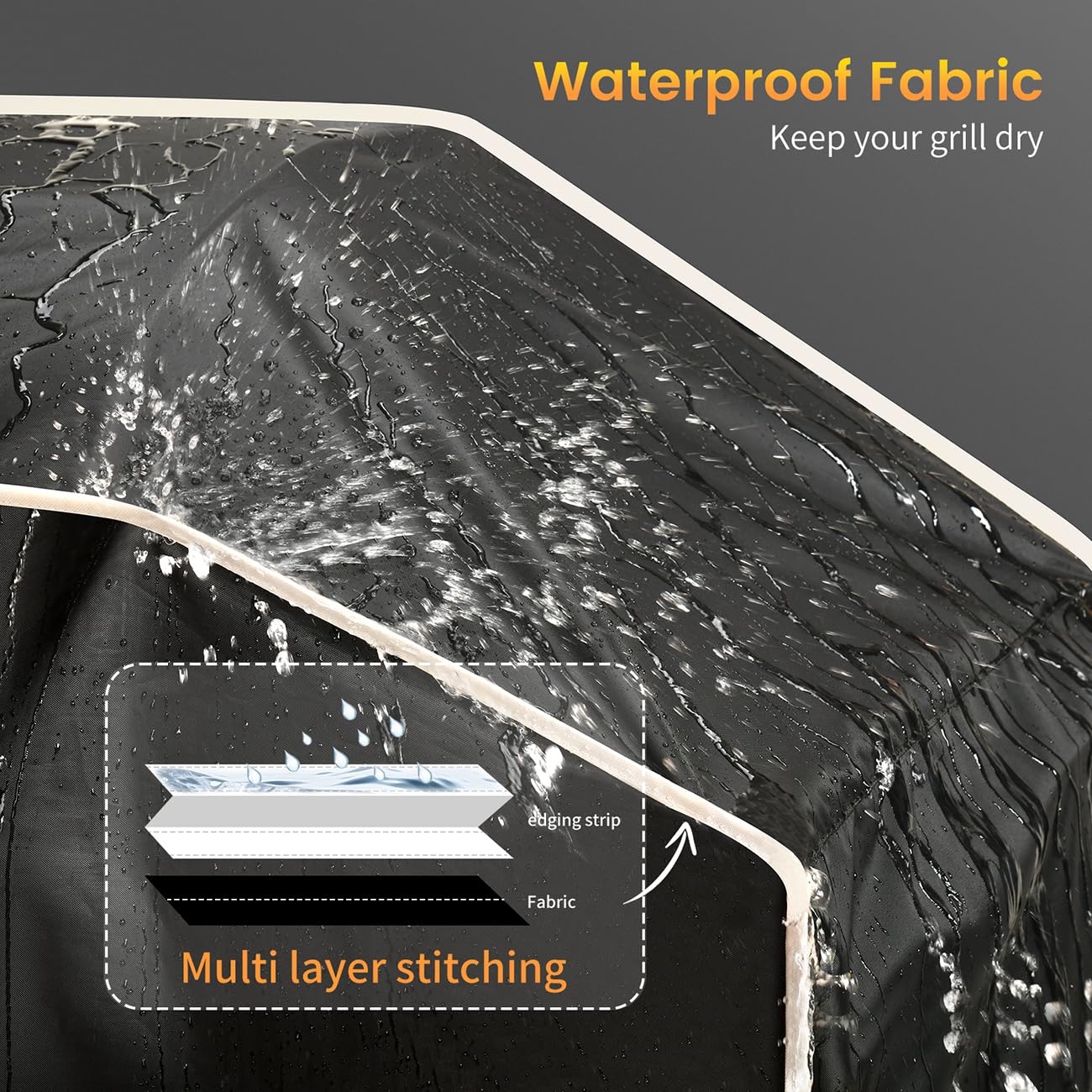 Copertura per barbecue a gas, impermeabile, anti-UV, antistrappo, resistente allo sbiadimento, resistente, 182,9 x 66 x 129,5 cm (larghezza x profondità x altezza), colore: nero