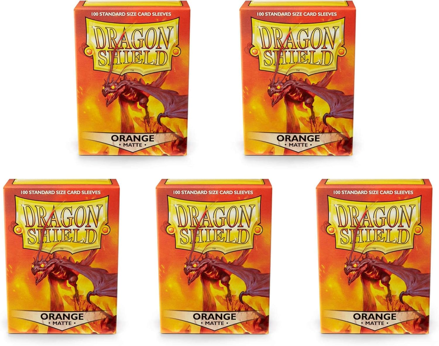 5 Packs Dragon Shield Matte Orange Standard Size 100 ct Card Sleeves Value Bundle!