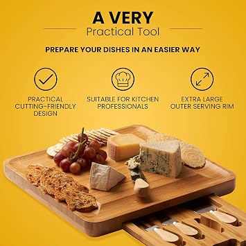 Machika Charcuterie Board Gift Set: Charcuterie Board Set, Bamboo Cheese Board Set - House Warming Gifts New Home, Wedding Gifts for Couple, Bridal Shower Gift |13.5 x 1.5 inch
