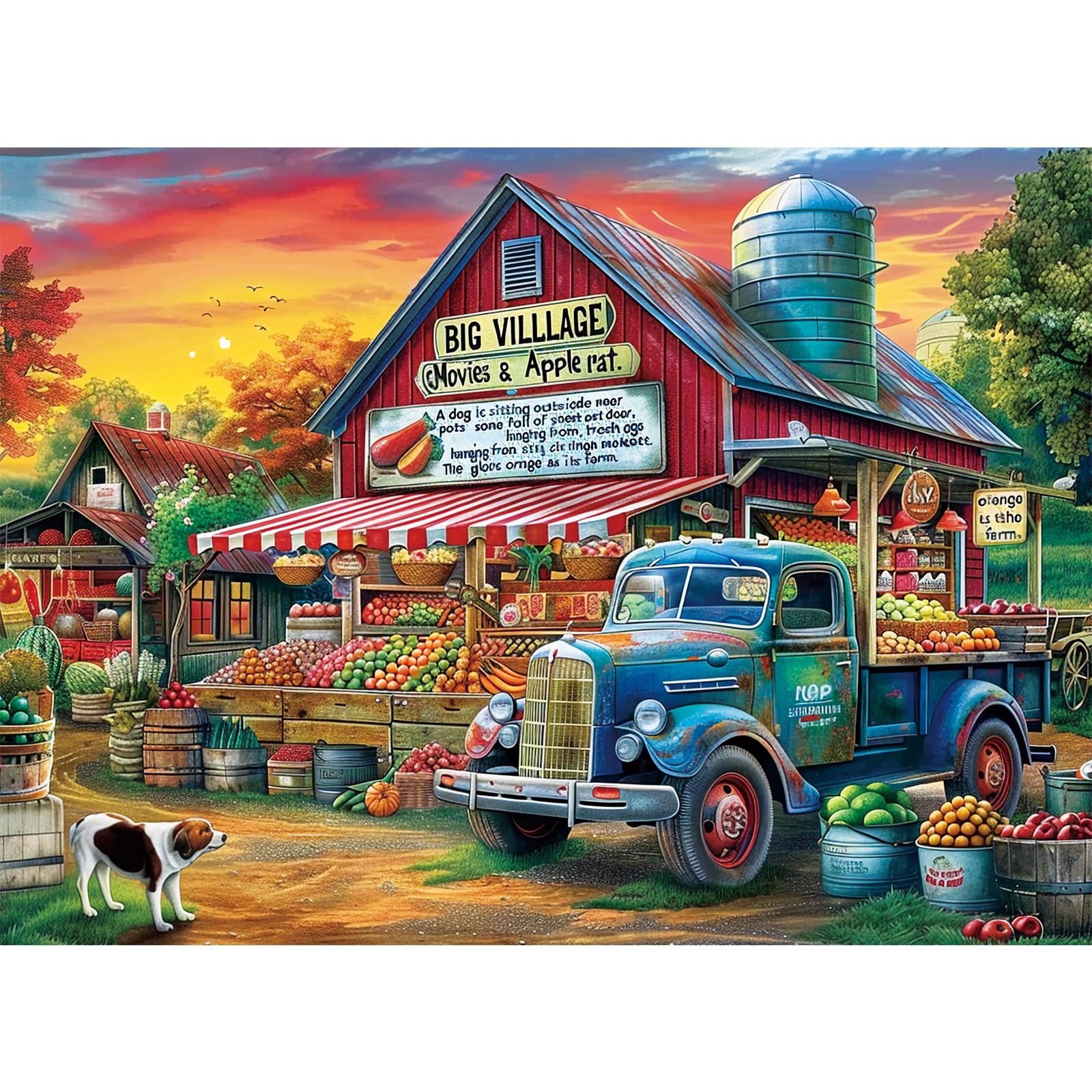 500 Pieces Jigsaw Puzzles for Adults-Country Store Puzzle for Adults Children Elderly-Recycled Paper Puzzle 500 Pieces-Glossy, Sturdy Pieces Challenging Family Game Great Gift Idea (20.5x15in)