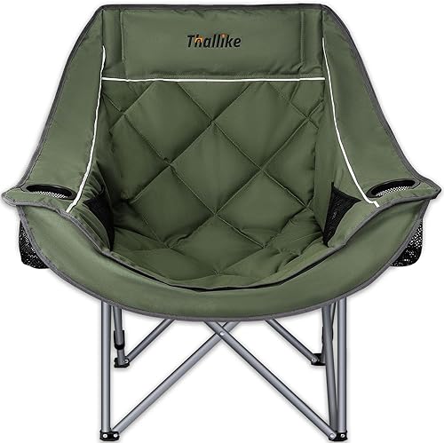 Silla de campamento de gran tamaño para adultos  Silla plegable resistente con portavasos, bolsillo de almacenamiento y bolsa de transporte  Silla