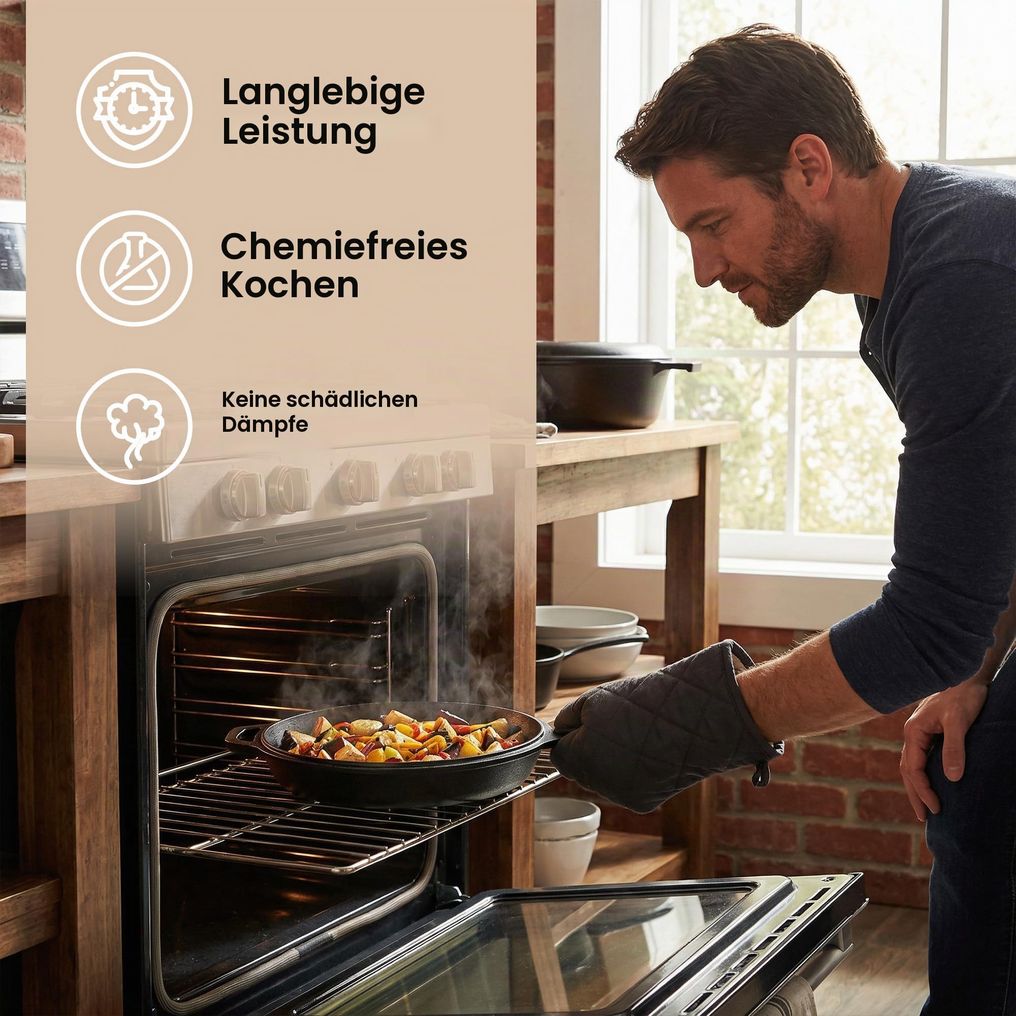 nuovva Vorgewürzter Dutch Oven Topf – Gusseiserne Bratpfanne & Grillplatte – 2-in-1 Kombi-Kocher mit Deckel – 3,2 Quart Dutch Oven, 10,25 Zoll Bratpfanne