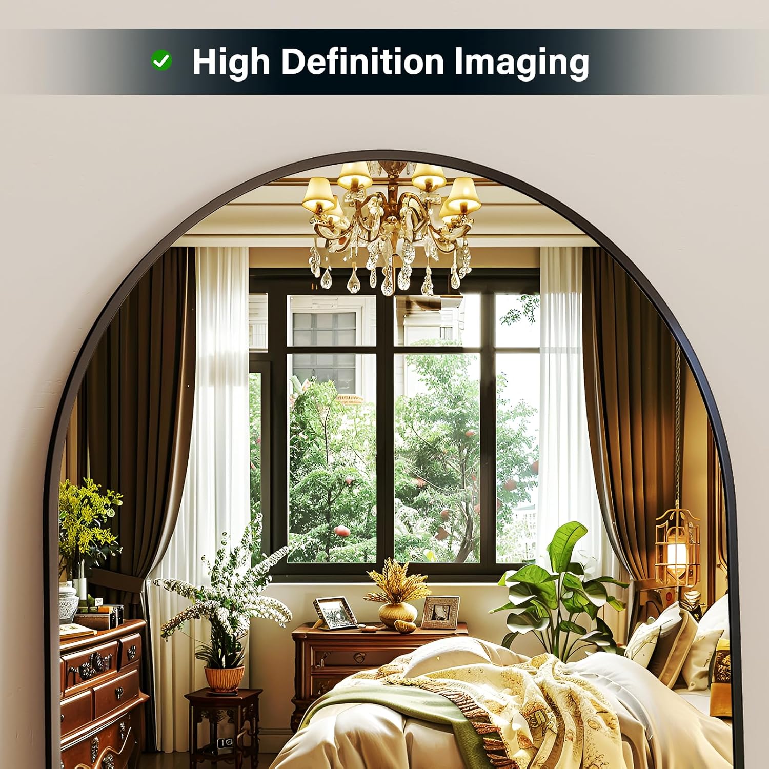 65"x 22" Arched Full-Length Mirror with Rectangular Corners, Large Wall-Mounted or Leaning Floor Black Mirror for Bedroom, Living Room, Entryway, and Dressing Room Décor, Modern Full Body Mirror