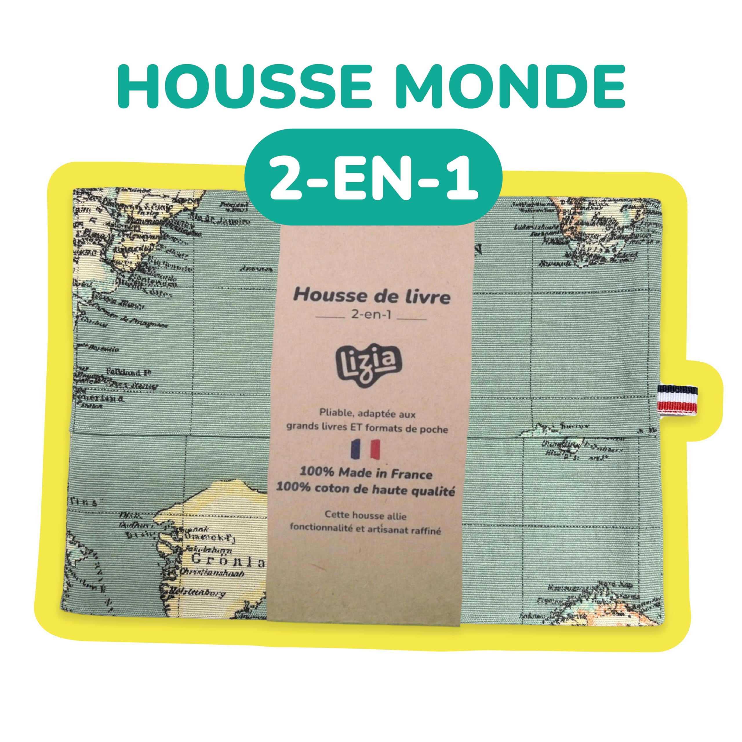 Lizia Pochette de Livre 2 en 1 Monde bleue Protection Optimale Design Innovant