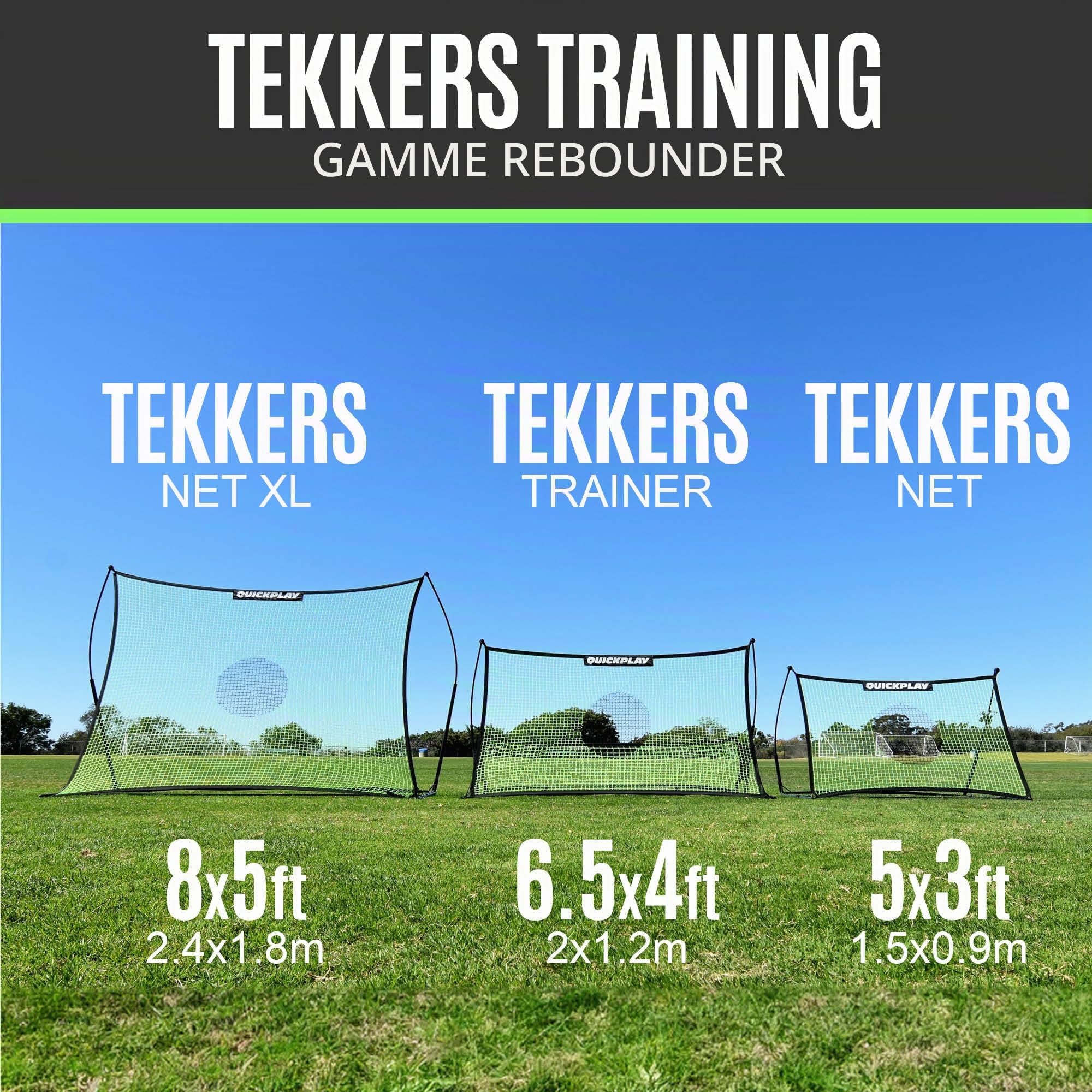 QUICKPLAY Tekkers Trainer Filet de Rebond Football Portable, Double Filet à Rebond, Entraînement Football