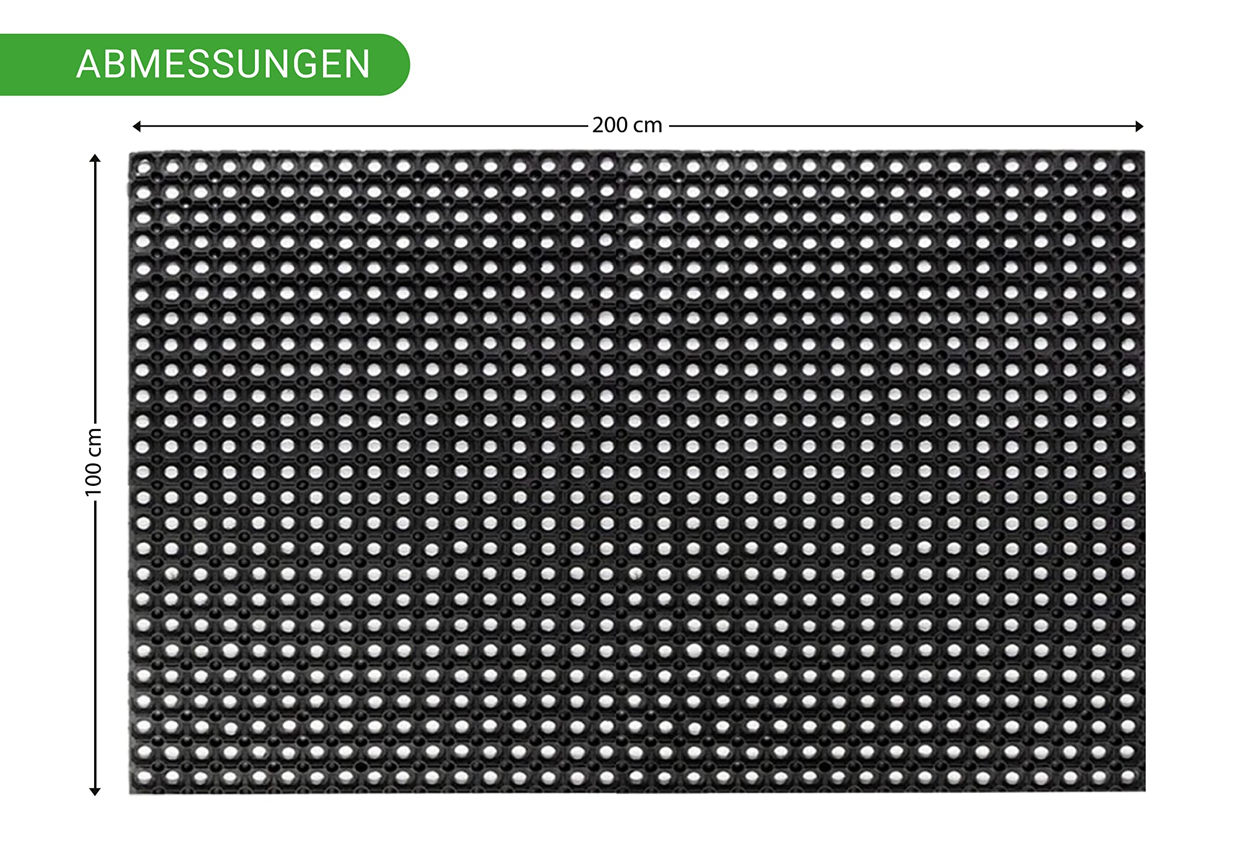 Ringgummimatte-Wabenmatte I 100 x 200 cm Gummimatte meterwareI Flexibel einsetzbare Antirutschmatte I Witterungsresistente Ringgummimatte I gummibodenbelag Außen- Innenbereich