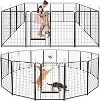 Vista 12 de Corralito para perros para exteriores, extra ancho, 16 paneles de valla resistente para perros, 47 pulgadas de altura, antioxidante, con puertas