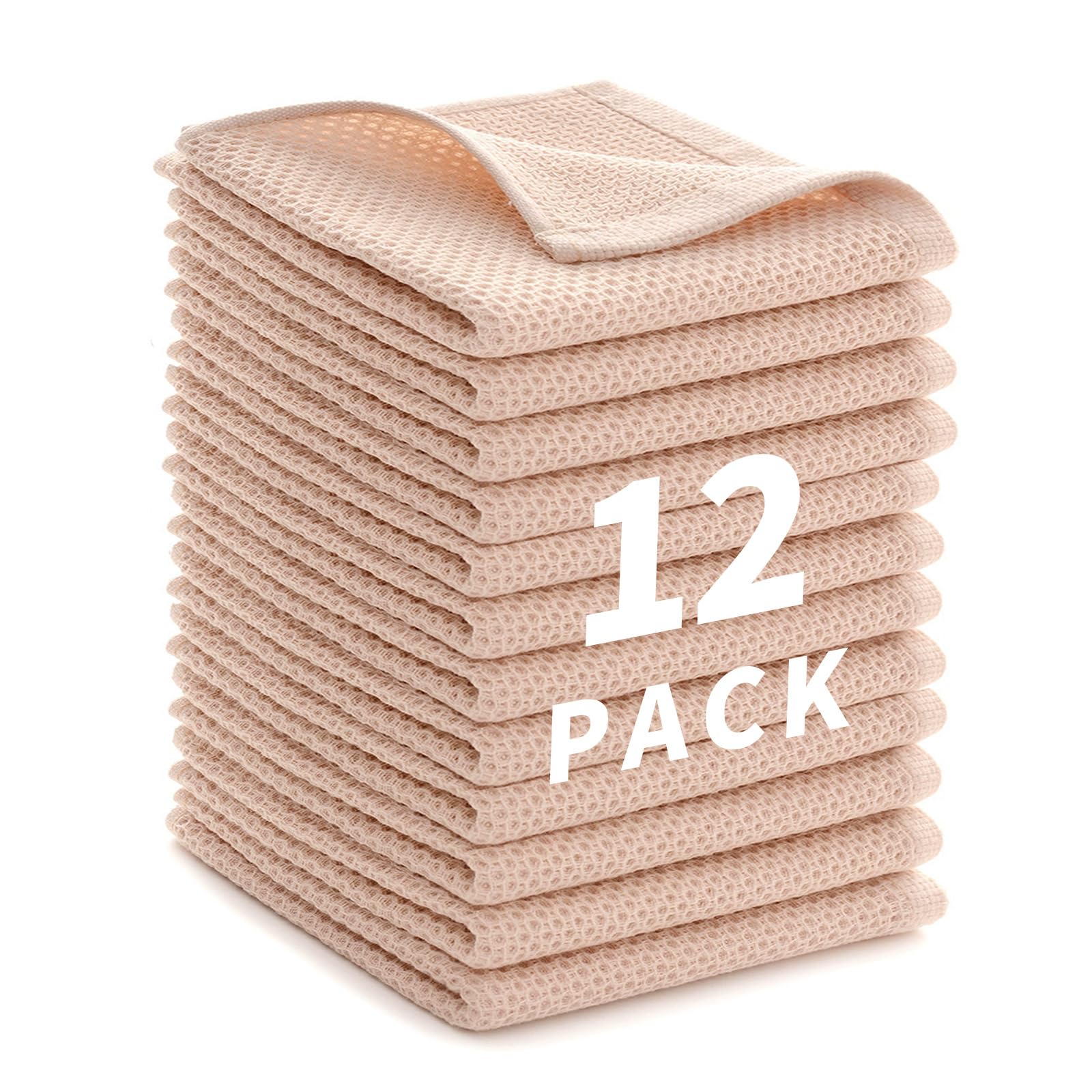 LikGuest Cotton Cleaning Cloth Soft Dish Towels Beige 30x30cm 12 PCS — image 1