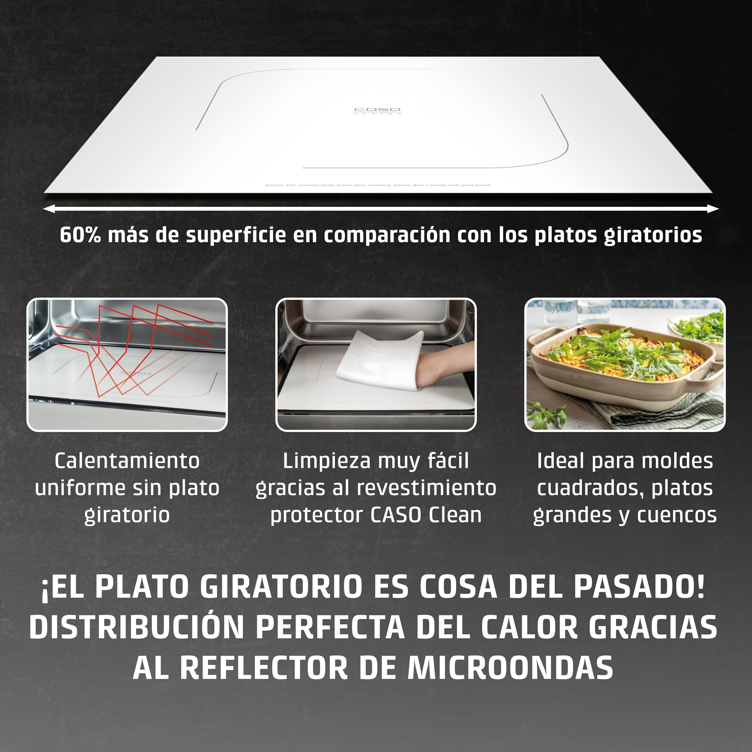 CASO MG 25 Ecosytle Ceramic - Microondas 2 en 1 sin plato giratorio con grill de 1000W - Capacidad de 25L - Temporizador hasta 30 mins - grande - plateado