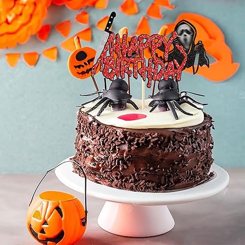 Miniatura 3 de Rsstarxi 1 paquete de decoración de pastel de cumpleaños Have a Killer para Halloween, feliz cumpleaños, decoración de pastel de película de terror,