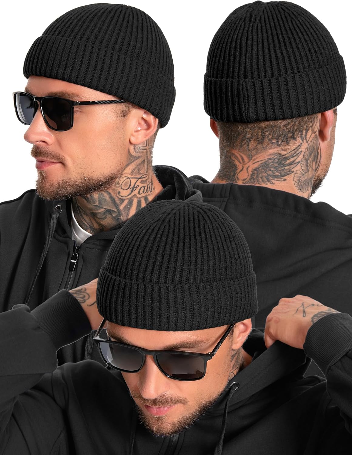 Fleece Lined Wool Fisherman Beanie for Men Women, Thermal Skull Cap Winter Hats, Cold Weather Warm Knit Cuffed Cap - Image 5