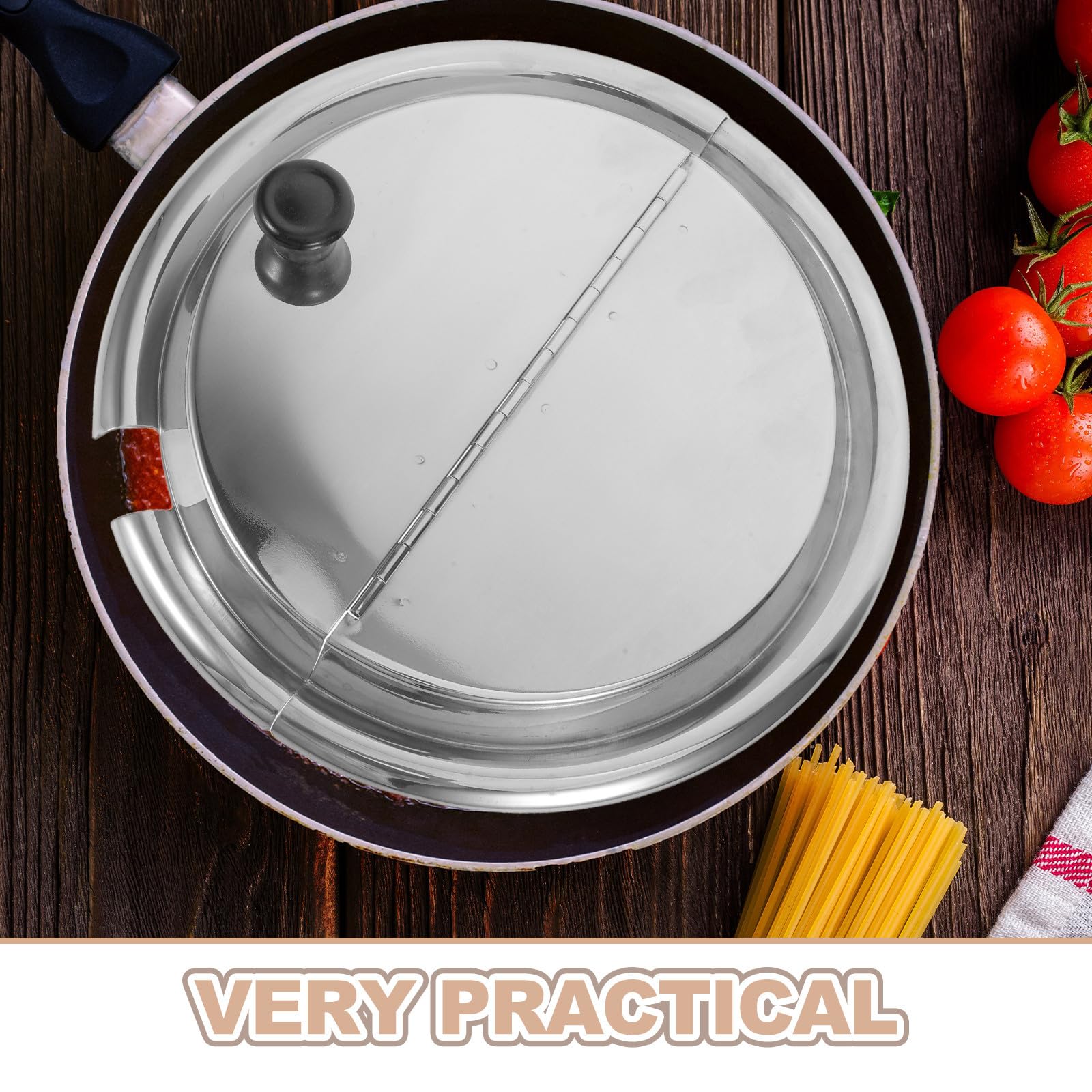 Tapa de Sartén de Acero Inoxidable Asa, Diseño Profundo y Grueso, para Ollas y Sartenes, Adecuado para Freír y Cocinar al Vapor, Diámetro 25cm