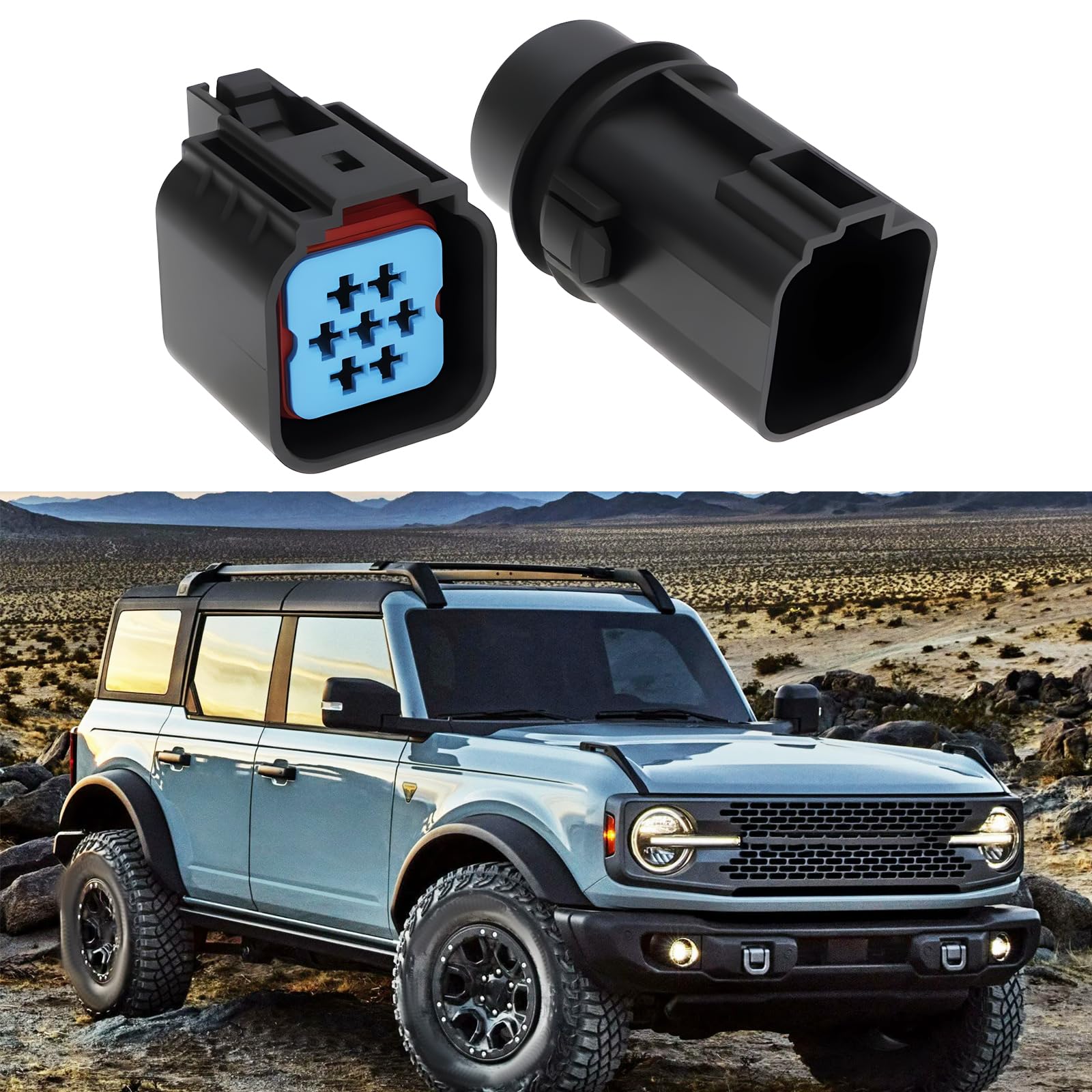 Conector De Faro De 7 Pines Para Ford Y Mazda, Referencia WPT-596 3U2Z-14S411-YGA, Con Cable De 15 Cm, ABS Resistente
