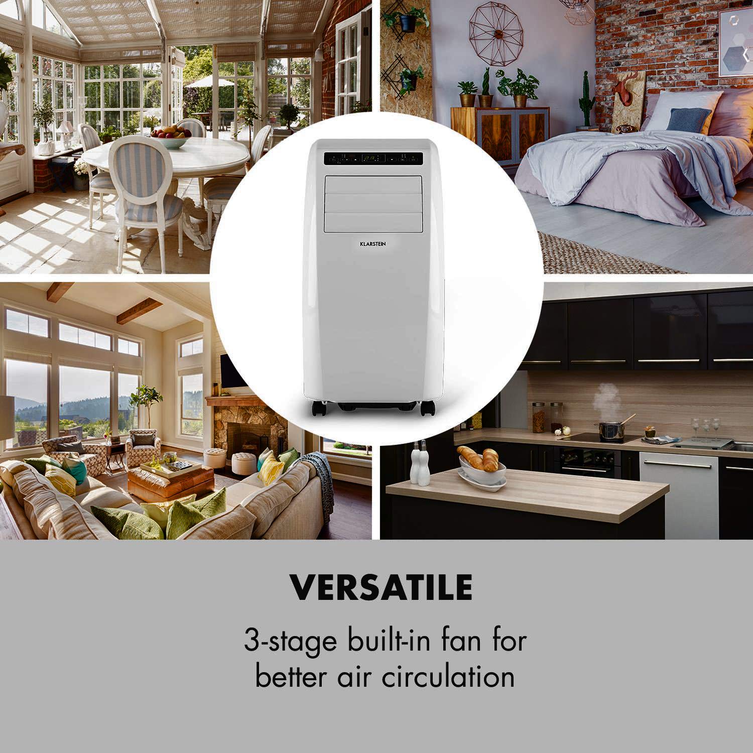 Klarstein Metrobreeze Rom mobilny klimatyzator - osuszacz, 10.000 BTU, 3 tryby, timer, pilot, biały