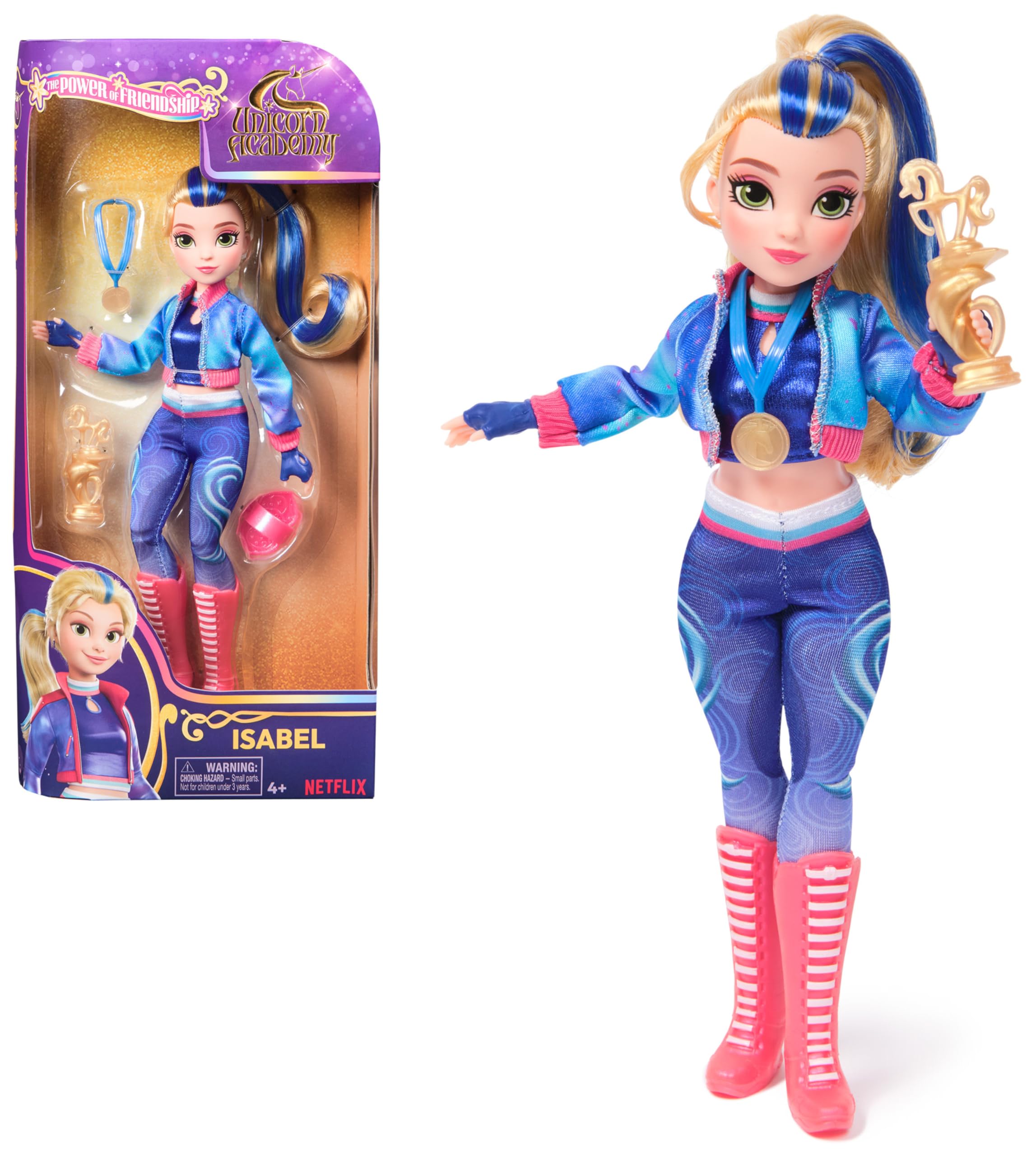 Unicorn Academy, Power of Friendship Isabel Doll with Trophy, Medal & 5 Fashion Accessories, 9.5”, Dolls & Unicorn Toys for Girls Ages 4 and up