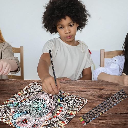 Miniatura 6 de BENOSPACE Juego de 9 lápices de pintura de diamantes de imitación, juego de lápices autoadhesivos de cera con sacapuntas de punta de resina,