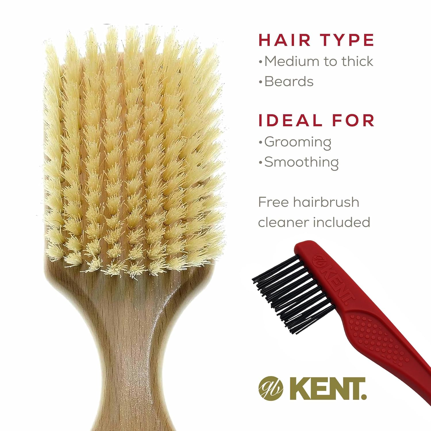 Kent OG2S Beechwood Natural Boar Bristle Brush - Hair, Facial, and Beard Grooming Tool for Exfoliation, Straightening, and Skin Care - Image 5