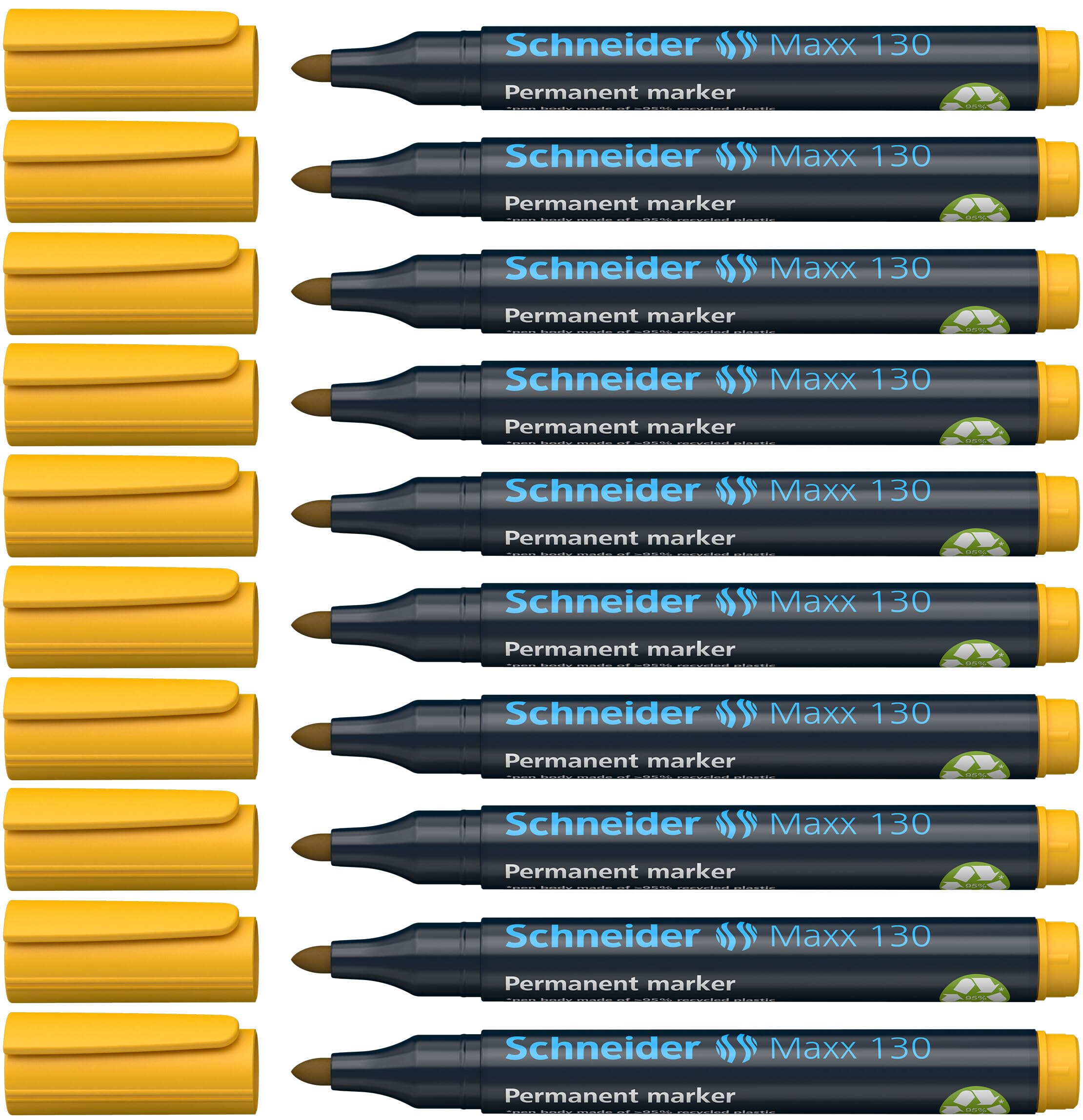 Schneider Maxx 130 Permanent Marker Bullet Tip 1mm-3mm Yellow Pack 10