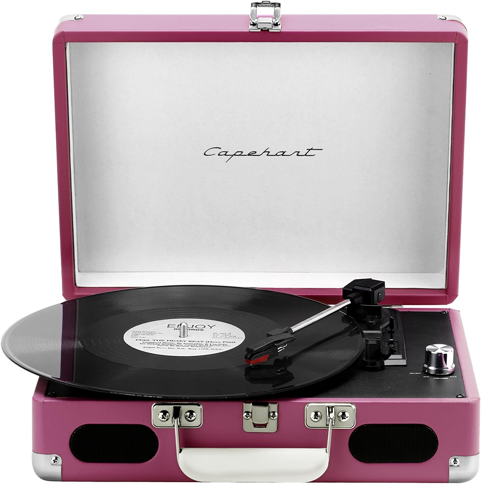 Capehart Suitcase Style 3-speed Stereo Turntable with Built-in Speakers (Pink)