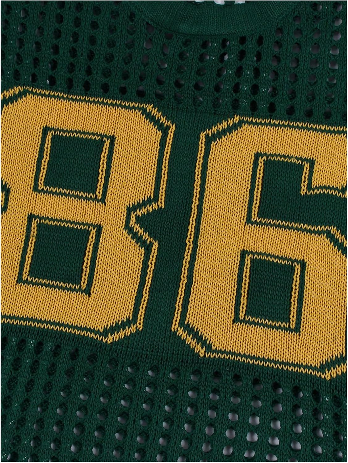 GORGLITTER Women's Crochet Y2K Jersey Shirts Tops Short Sleeve Number Print Crew Neck Loose Knitted Tops Summer Tees - Image 2