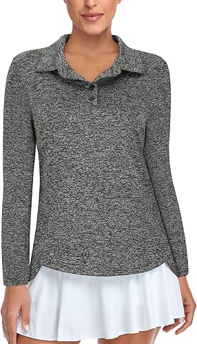 Tanst Sky Camisas polo de golf para mujer, manga corta, con cremallera de un cuarto, sin botones, absorbe la humedad