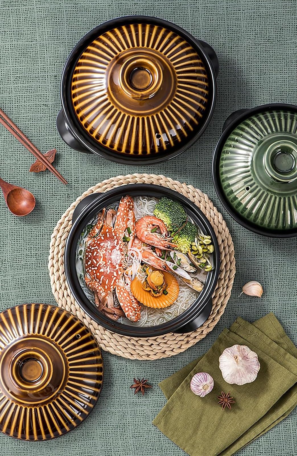 Dutch Pot aus Keramik, hitzebeständig, antihaftbeschichtet, ideal für Suppe, Reis, Aufläufe und Nudeln, 2800 ml Fassungsvermögen