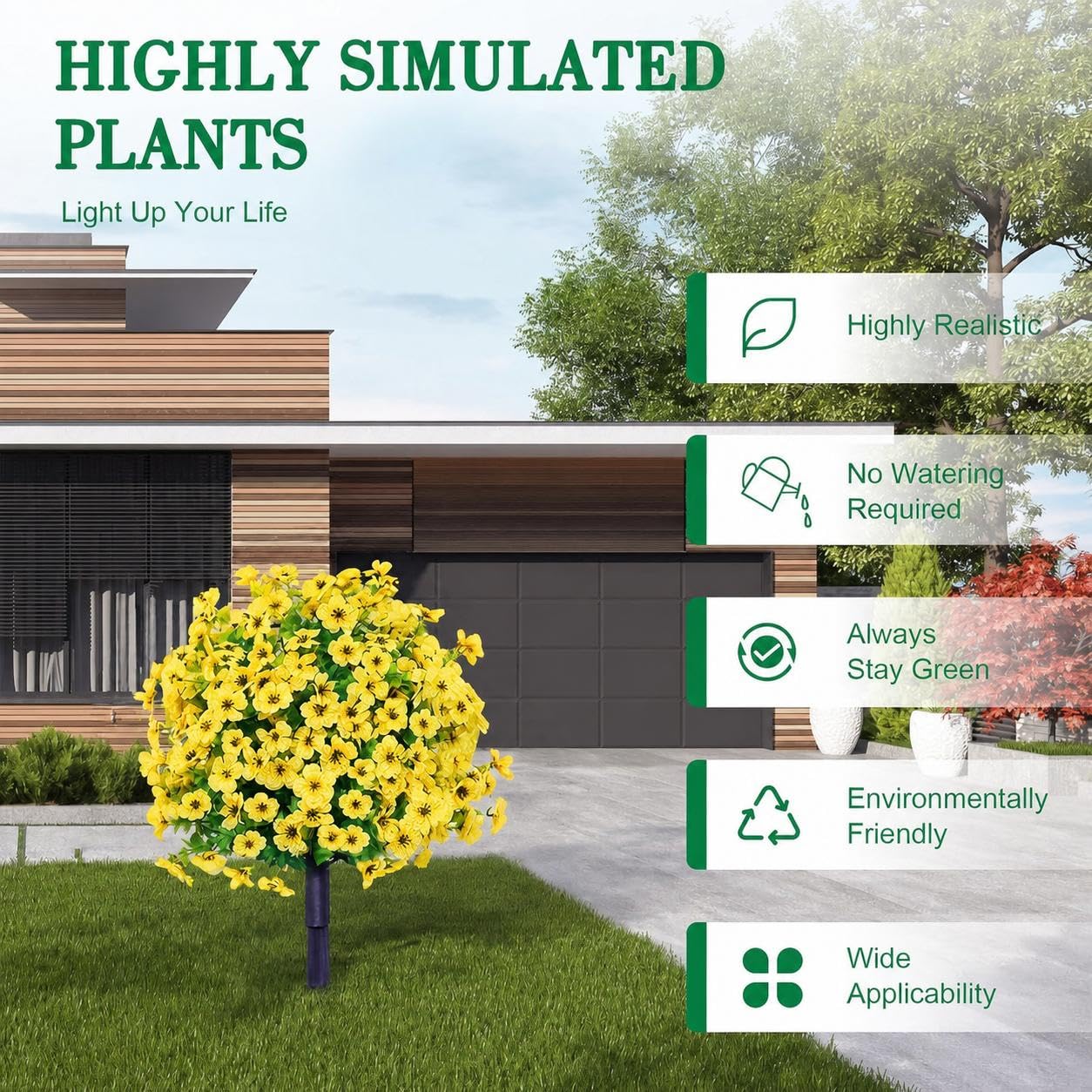 2 Stück Kunstblumen Outdoor 60cm Wetterfest Farbenfroh Mit Erdspieß,Gelb | UV-beständige Seidenblumen Pflegefrei Ganzjährig Farbenprächtig für Home Garten Blumenbeet Außendekoration
