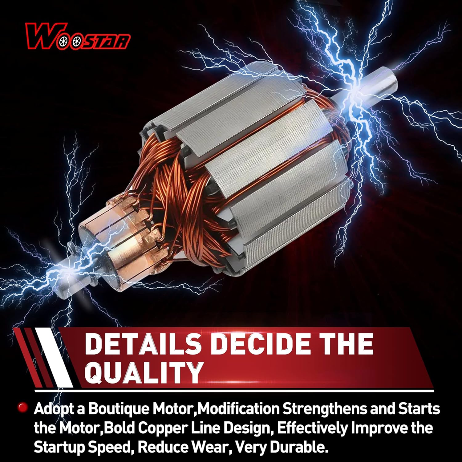 WOOSTAR 9 Teeth Outboard Electric Starter Motor Replacement for Tohatsu 50HP 4 Stroke Outboard Motor Starter