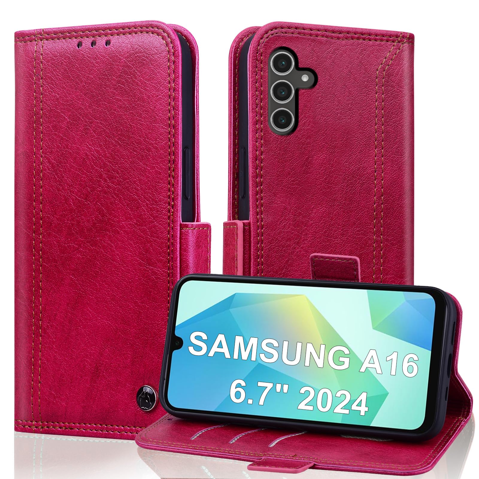 Varohix Wallet Case for Samsung Galaxy A16 5G 6.7" with RFID Blocking Credit Card Holder, PU Leather Folio Flip Kickstand Protective Shockproof Cover