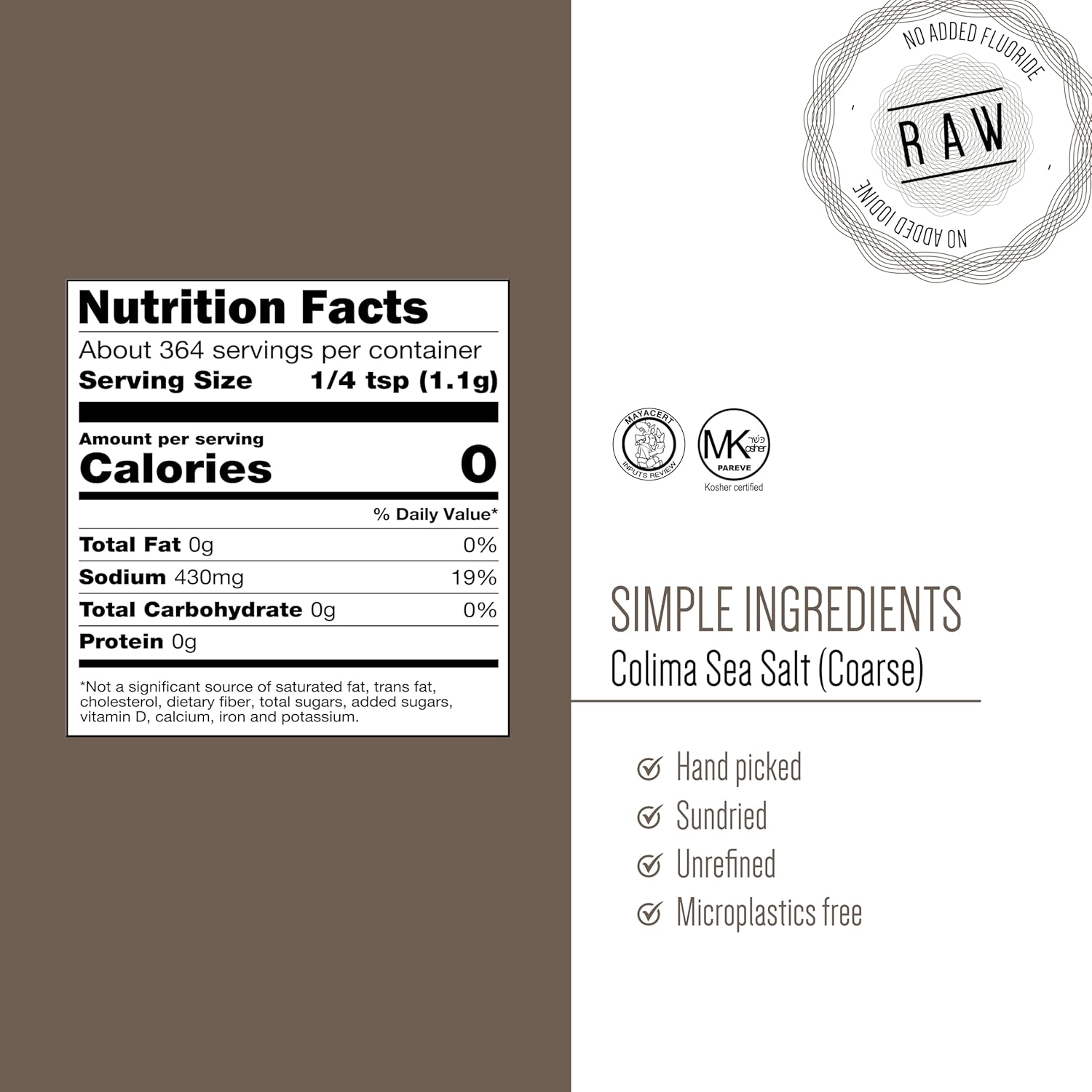Tia Ofilia | Colima Sea Salt, Coarse | Hand harvested | Unrefined | Sundried | Trace Elements | Microplastic-free tested | Sustainable | 3 packs of 14 oz each