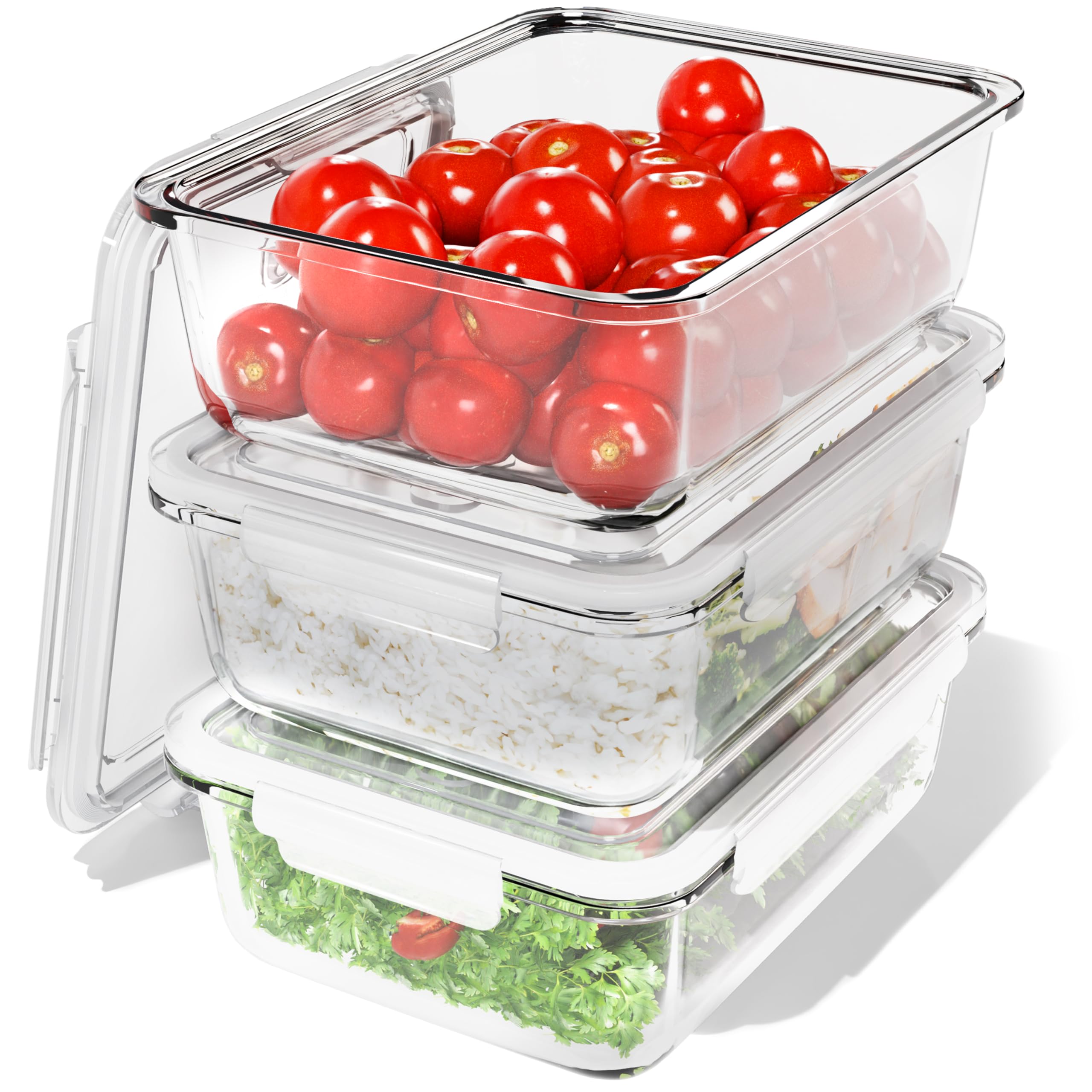 Meal Prep Boxen Glas 3er Set mit Dampfventil | Mikrowelle Ofen Spülmaschine Gefrierfach sicher | C-FHD 4020 G