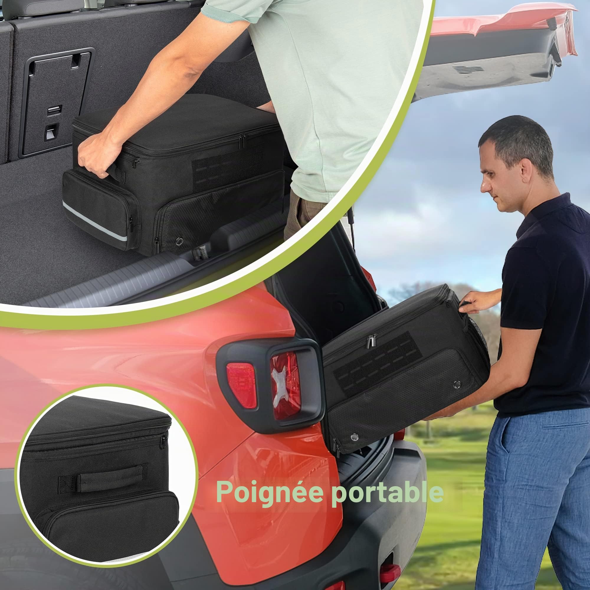 GOBUROS Organisateur de Coffre de Golf, Sac de Rangement avec Compartiment Séparé pour 2 Paires de Chaussures Jusqu'à 16, Organisateur de Casier de Voiture de Golf pour Accessoires
