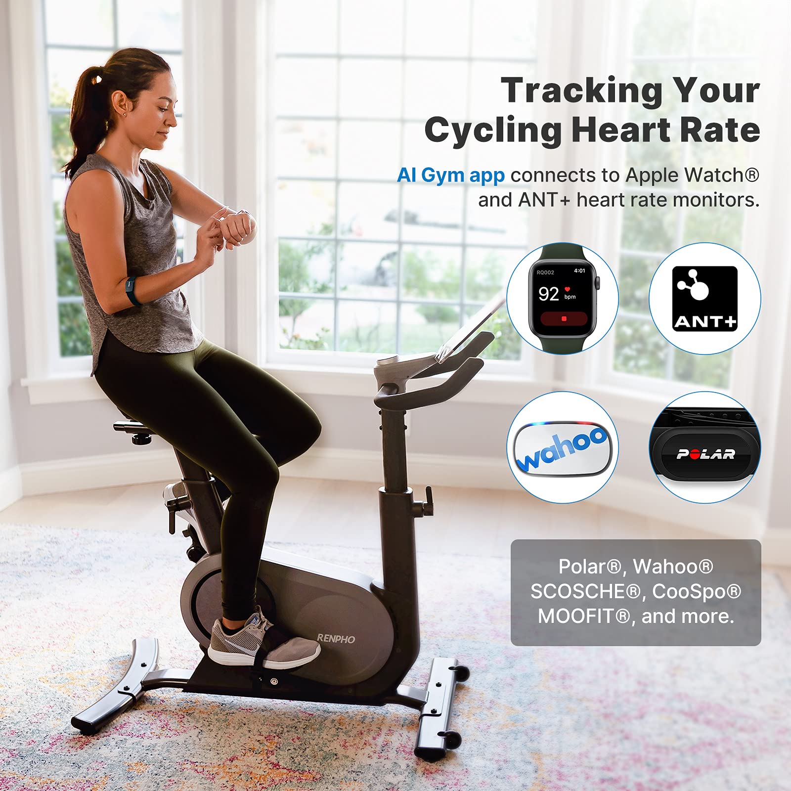 RENPHO AI Smart Exercise Bike Indoor Cycling Bike with Auto Resistance