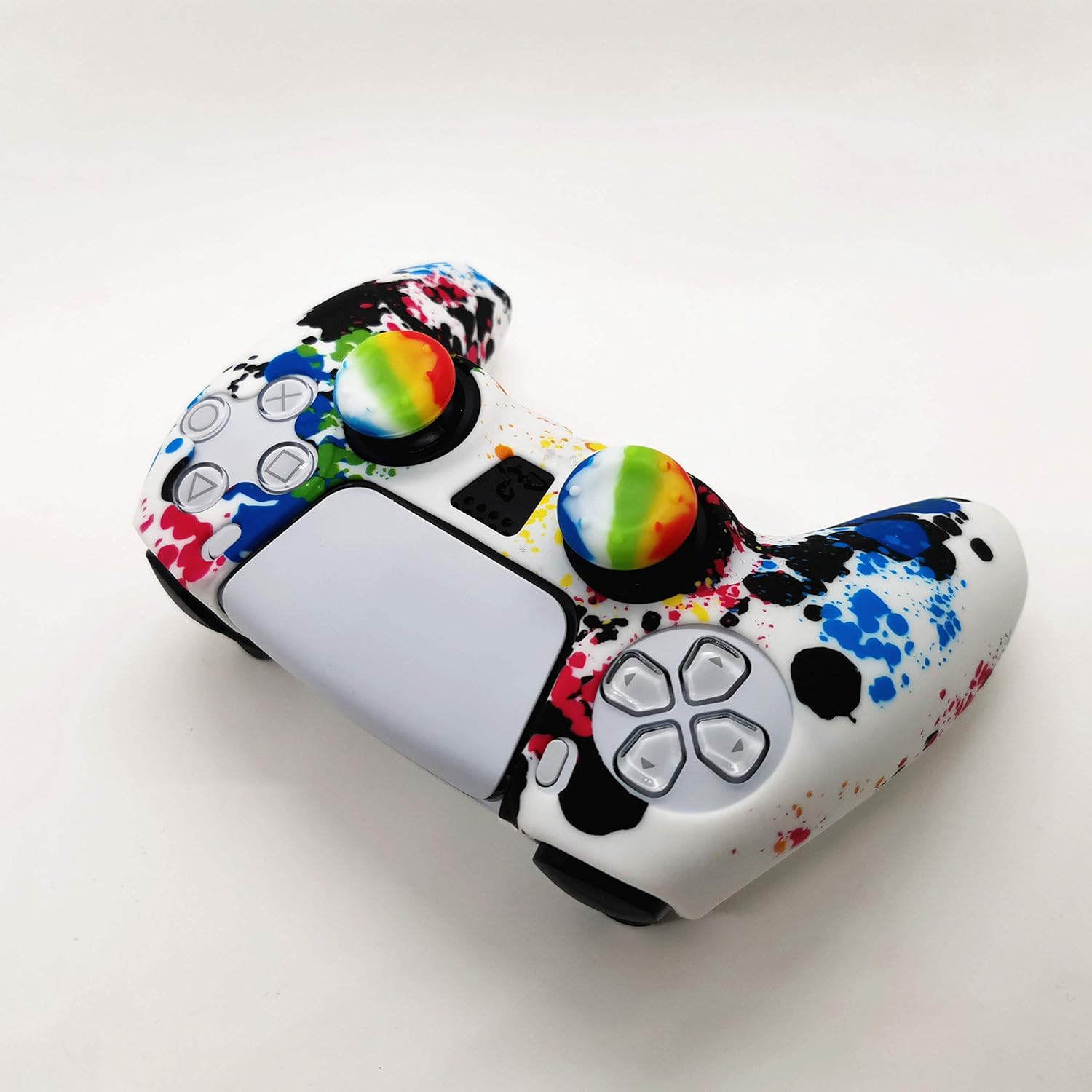 Skin for PS5 Controller Grips, Silicone Case Cover for Playstation 5 Anti-Slip Protector with 4pcs Thumb Joysticks Caps (4caps Graffiti)