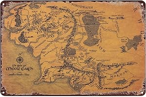 Classic Map of Middle Earth Tin Sign Poster