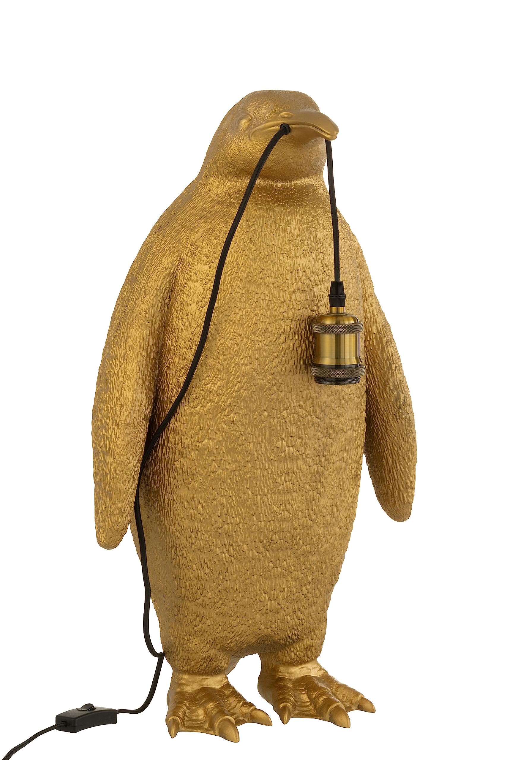 J-Line Lampada da tavolo a forma di pinguino, in resina, dorata, grande
