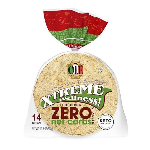 Olé Xtreme Wellness Street Taco Zero Net Carbs Tortillas de harina de 4.5 pulgadas de tamaño Certificado Keto 10.8 onzas 14 unidades (paquete de