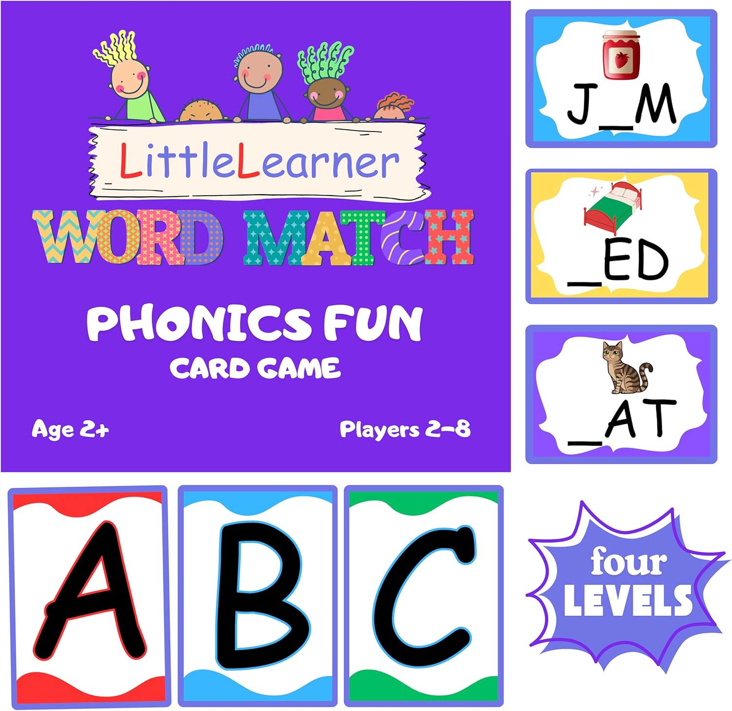 Little Learner Word Match – Phonics and Early Literacy Educational Card Game for Toddlers, Preschoolers, and Kids (2+), Multiplayer, Letter Recognition & Reading Readiness, Fun Learning Activity