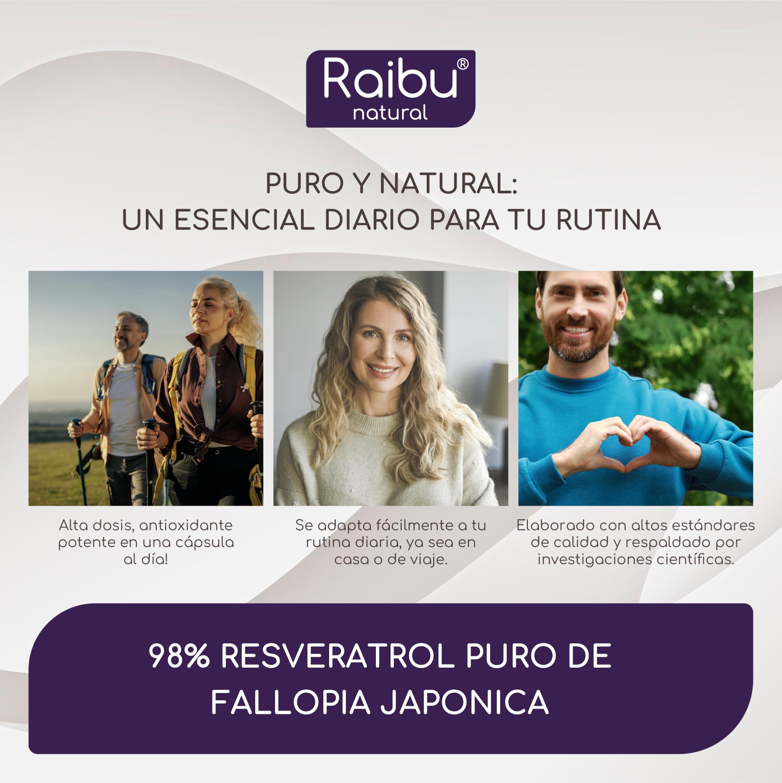 Resveratrol Alto en Dosis - 525 mg de Trans Resveratrol por Cápsula (de un 98% de Fallopia Japonica) - Máxima Absorción con Piperina - Vegano, Sin Aditivos - Antioxidante & Antiedad, 60 Cápsulas