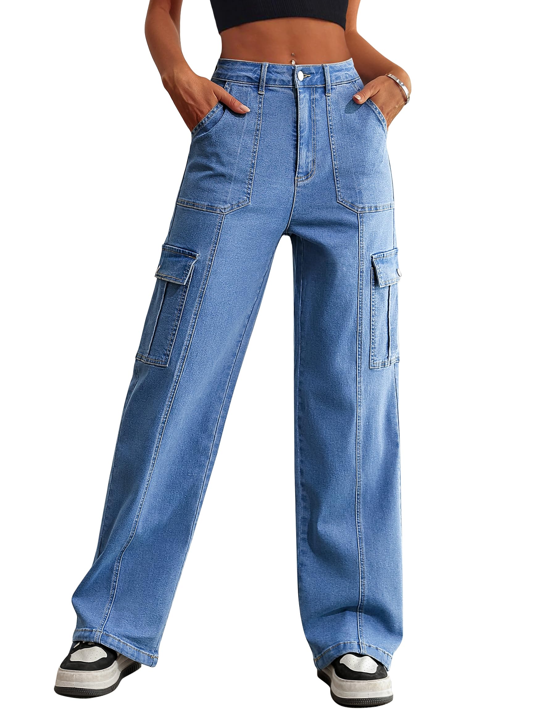 Eddoyee Wide Leg Cargo Jeans