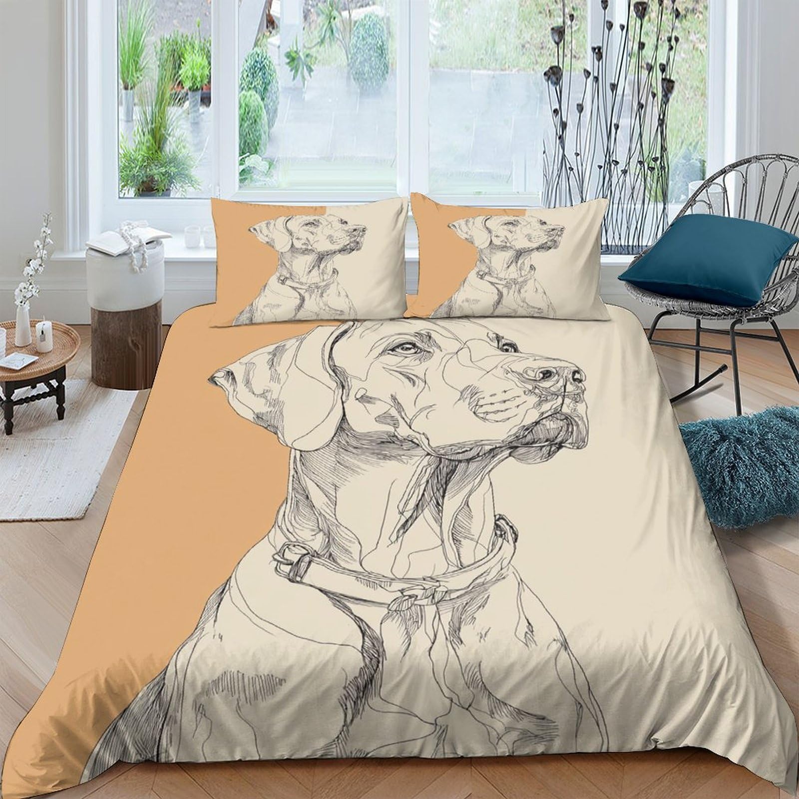 Ctjqhvkz Style-5 3D Printed Dog Sketch Fitted Sheet Microfiber Soft Breathable Abstract Bed Cover For Bedroom Dorm Mattress Protection Single（135X200cm）