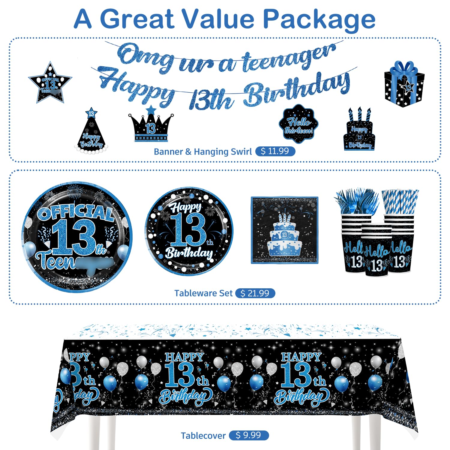 Amazon.com: Yingoto 160pcs 13 Birthday Boy Decorations Plate  