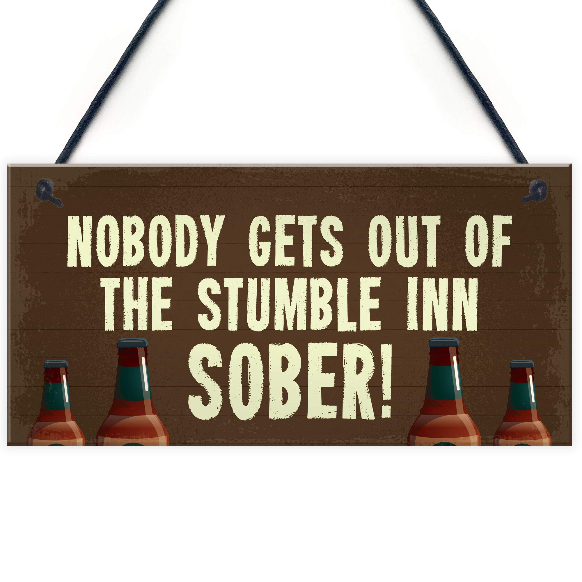 Red Ocean Novelty Bar Sign Personalised Nobody Gets Out Sober Man Cave Bar Sign Alcohol Gift