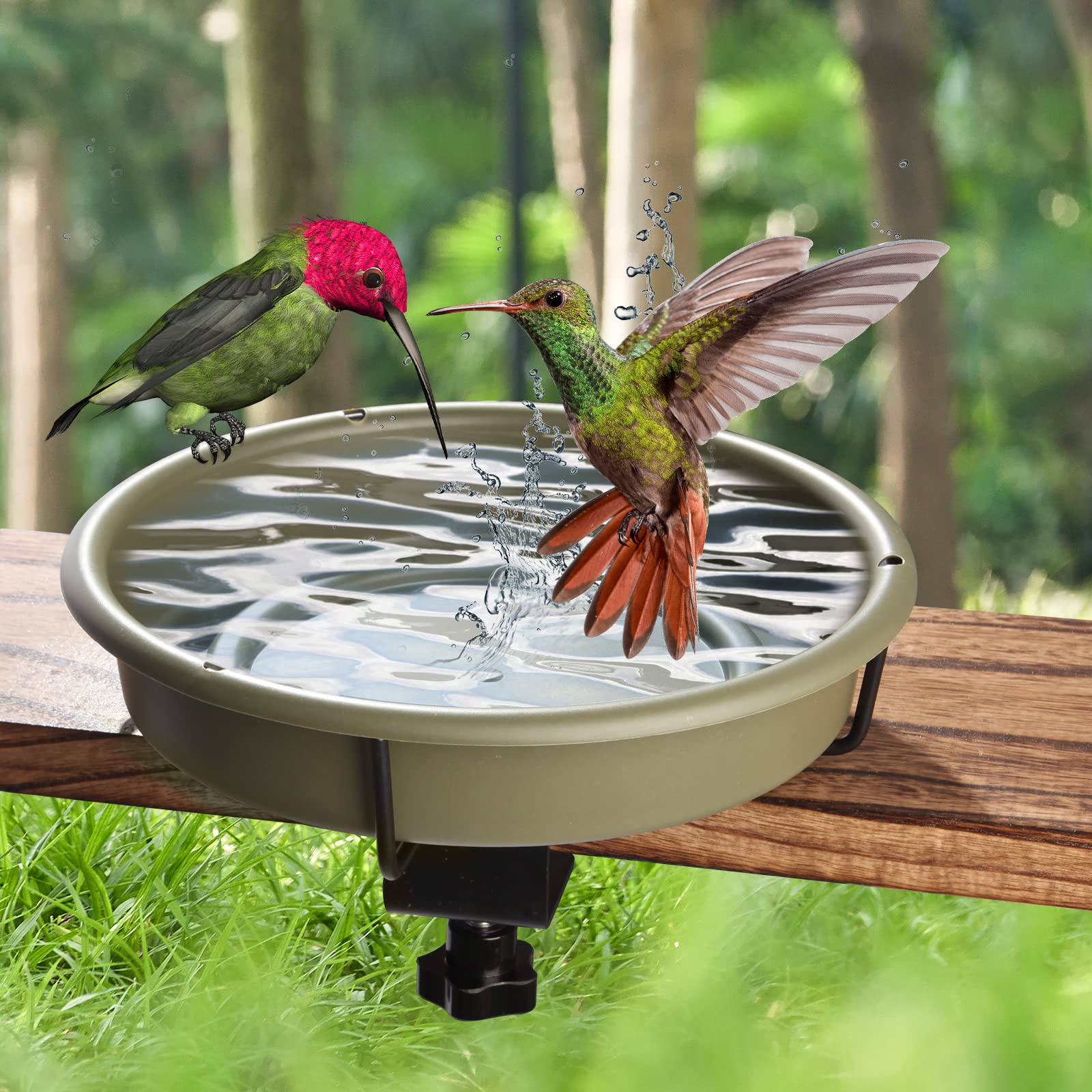 Lukyamzn 10 in.Deck Mounted & Hanged Dual Use Bird Bath Bowl Spa with