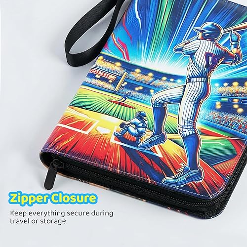 Miniatura 5 de Carpeta de tarjetas de béisbol de 900 bolsillos con mangas, 50 páginas extraíbles, 3 anillos con cremallera, álbum de tarjetas coleccionable con
